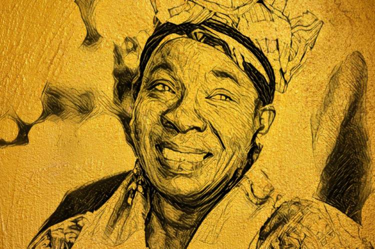 Rita Marley portréképe egy falon