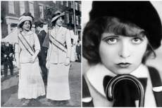 Szüfrazsettek és Clara Bow, színésznő, vörös rúzzsal